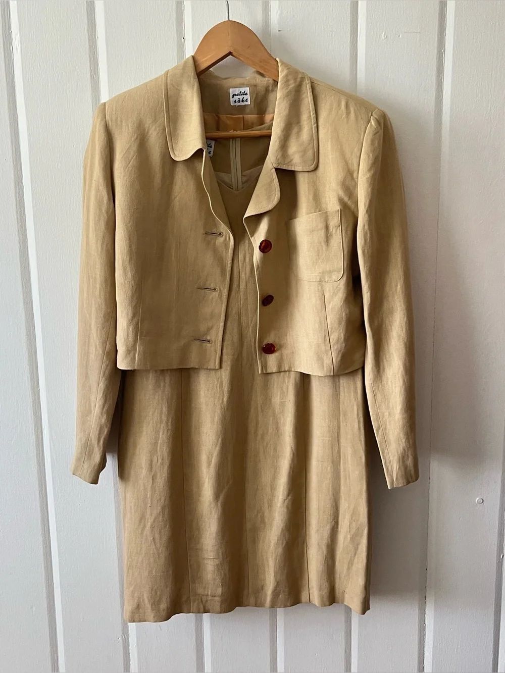 Vintage Linen Dress Suit Cropped Jacket